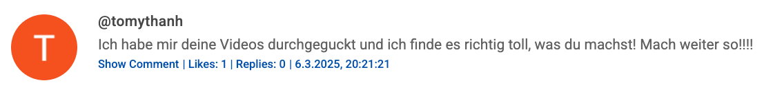 YouTube Comment Screenshot