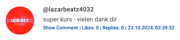 YouTube Comment Screenshot