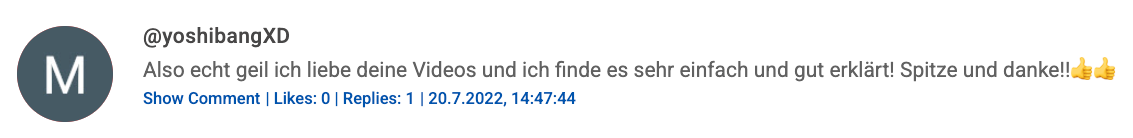 YouTube Comment Screenshot