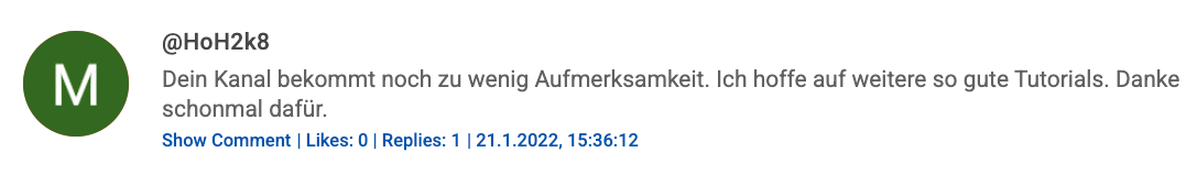 YouTube Comment Screenshot