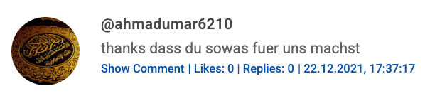 YouTube Comment Screenshot