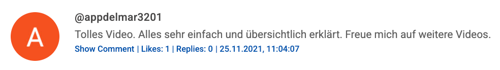 YouTube Comment Screenshot