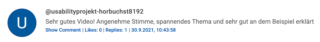 YouTube Comment Screenshot